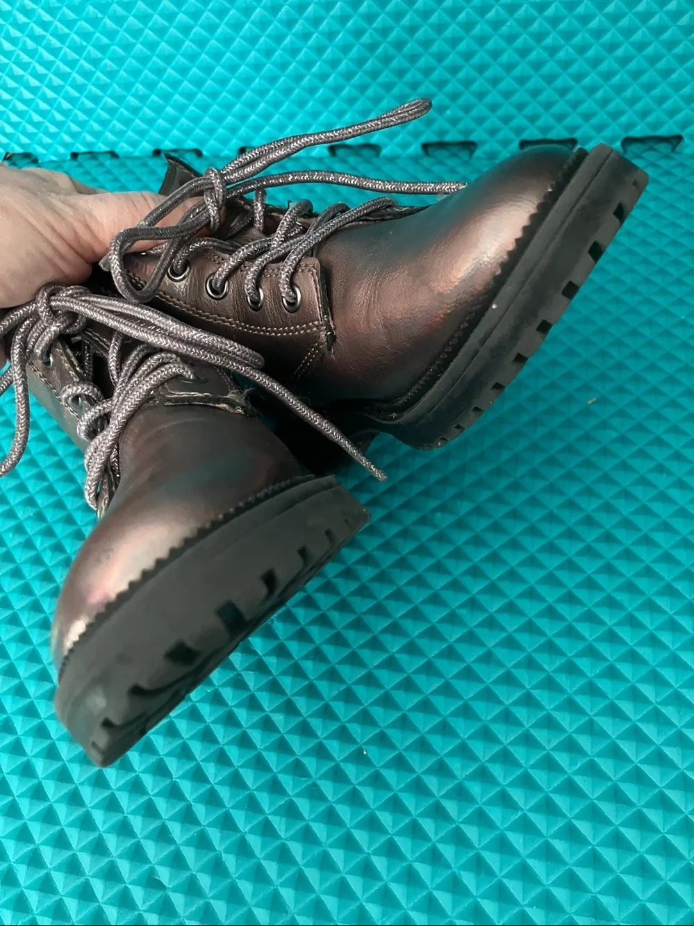 OLD NAVY Big Girls Faux-Leather Lace-Up Combat Boots | 1